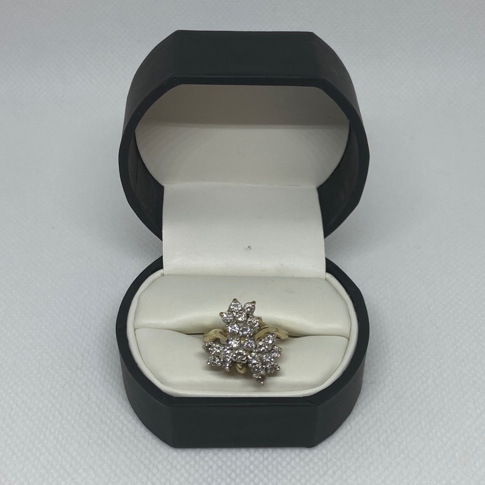 Solid 14kt Yellow Gold Diamond Ring - image 2